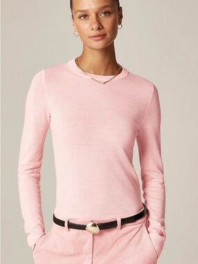 New! J. Crew Carolyn fitted crewneck sweater in merino wool
Heather Shell Pink